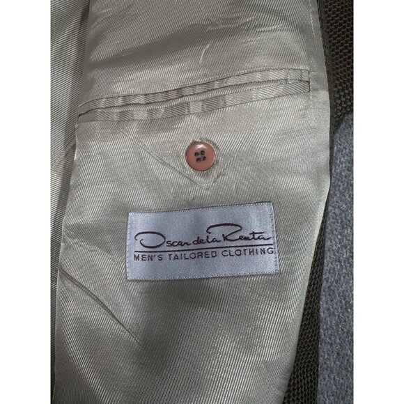 Oscar De La Renta Blazer Mens 48R‎ Brown Tan Wool Sport Coat 2 Button Academia - Picture 5 of 12